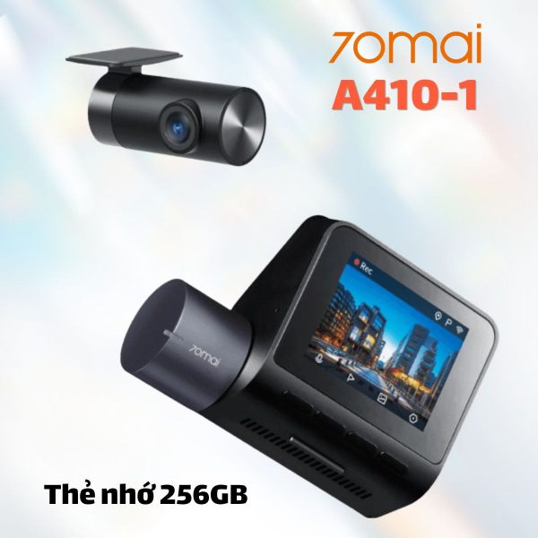 Camera hành trình 70mai A410-1 Ghi hình kép trước 2.5K + sau 1080P, Tích hợp GPS, Giám sát đỗ xe thông minh 24h, Hỗ trợ thẻ nhớ 256GB