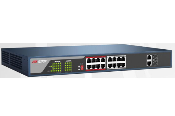 Switch PoE HIKVISION DS-3E0318P-E 16 port 10/100Mbps cấp nguồn Poe lên đến 250m