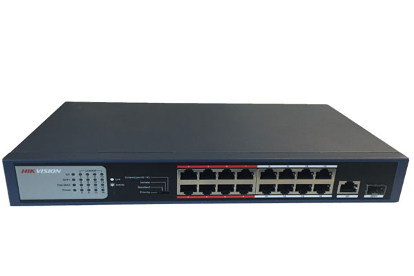 Switch PoE HIKVISION DS-3E0318P-E/M 16 port 10/100Mbps cấp nguồn PoE 135W lên đến 250m
