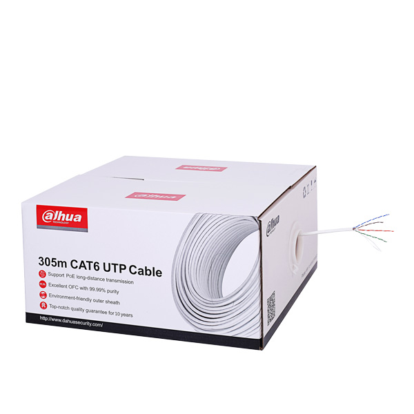 Cáp mạng Dahua PFM920I-6UN Cat6 PVC lõi đồng nguyên chất, đường kính 0.57, kéo dây PoE 160m, vỏ chịu nhiệt chống cháy