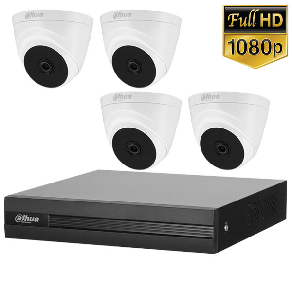 Trọn bộ 1-4 Camera + Đầu ghi hình 4 kênh DAHUA full HD, hồng ngoại thông minh (thân tròn)