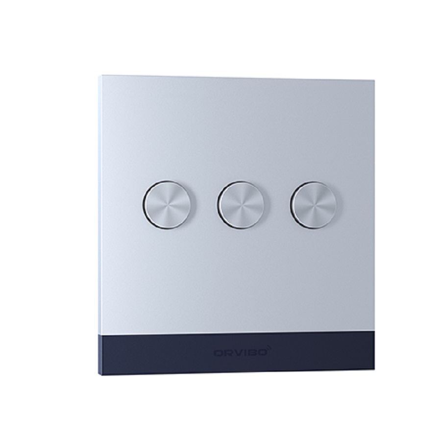 Công tắc cơ ngữ cảnh điều khiển thông minh Orvibo T22S3ZS, 3 nút màu xám bạc, mặt nhôm, sóng Zigbee HA