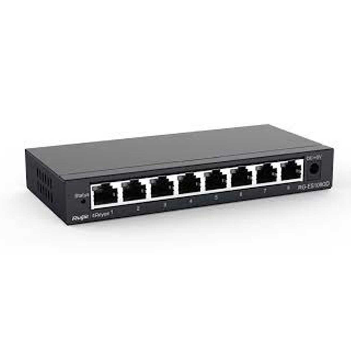 Bộ chuyển mạch quản lý layer 2 RUIJIE RG-ES208 8 cổng, chống sét 4KV, tốc độ chuyển mạch 16Gbps