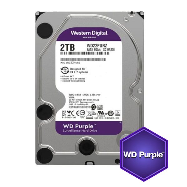 Ổ cứng cho camera giám sát Western WD Purple WD22PURZ 2TB, 3.5inch, 6Gb/s, 5400RPM, 64MB Cache