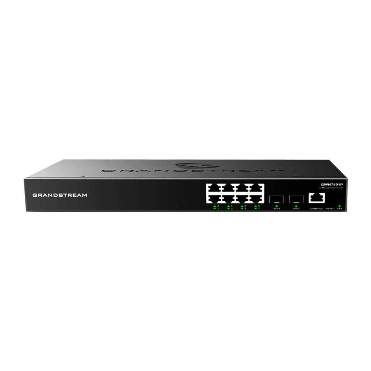 Switch layer 2+ 8 cổng PoE Gigabit Grandstream GWN7801P 2 cổng Gigabit SFP, Hỗ trợ Vlan, IGMP, DHCP server