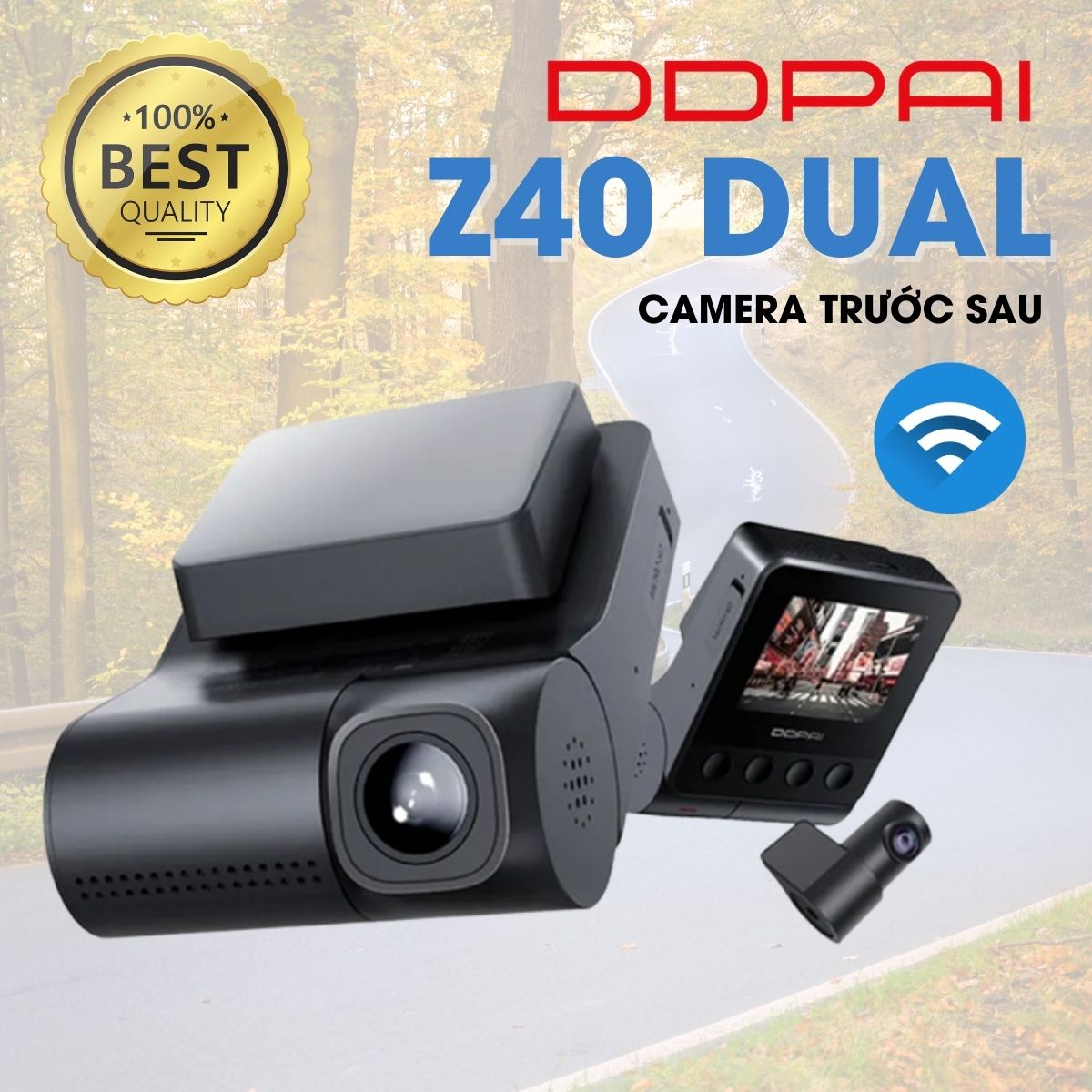 Camera hành trình DDPai Z40 Dual GPS Ghi hình 2 kênh trước sau, Tích hợp Wifi, GPS
