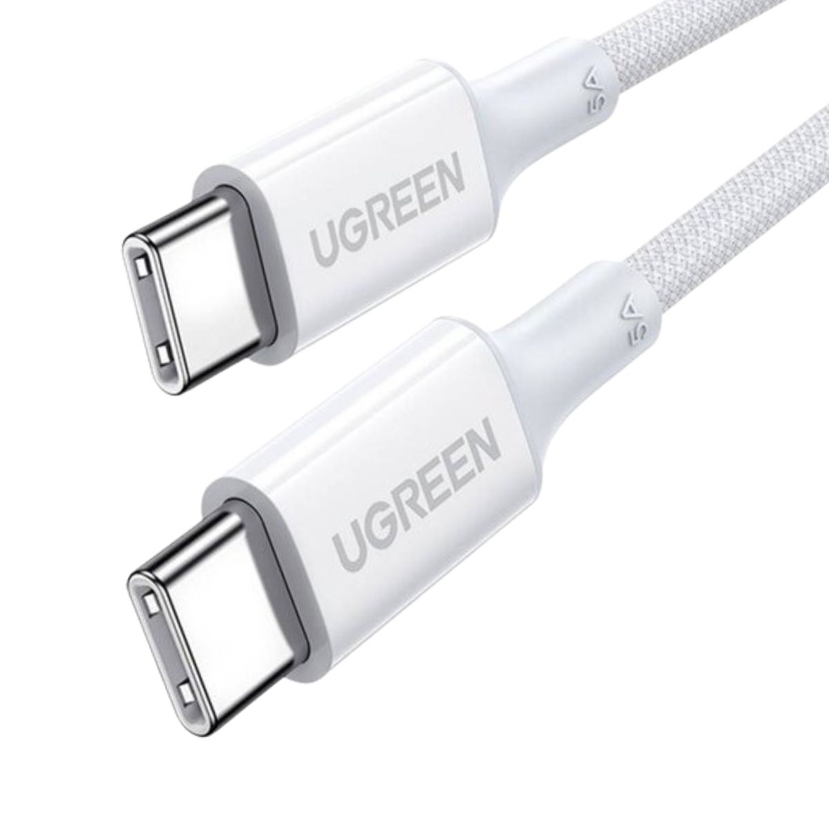 Cáp sạc nhanh dài 1,5m Type-C to Type-C Ugreen 15268 US557 màu trắng, Silicone bọc nylon hỗ trợ PD 100W/5A