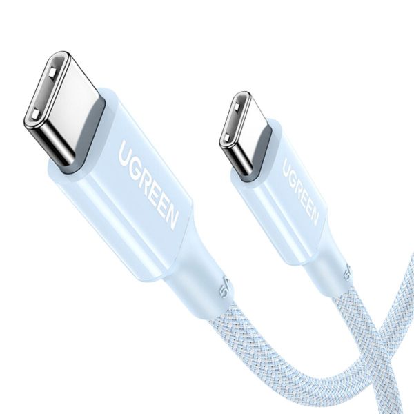 Cáp sạc nhanh dài 1,5m Type-C to Type-C Ugreen 15272 US557 màu xanh, silicone, tốc độ truyền dữ liệu đến 480Mbps