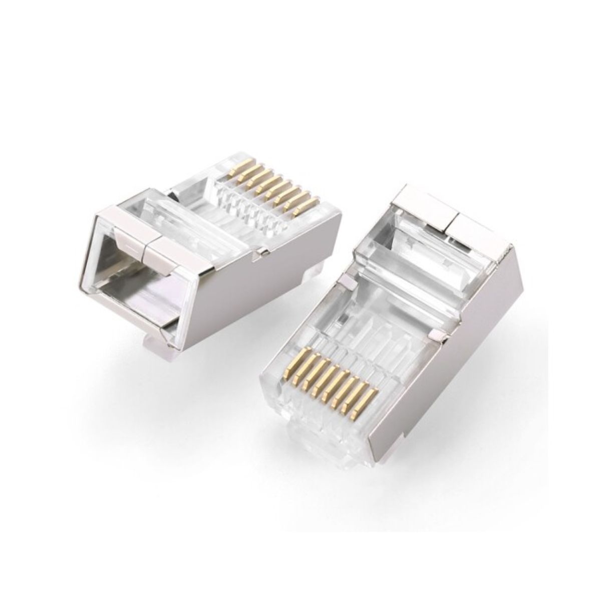 Hạt mạng Ugreen 20333 NW111 RJ45 CAT6/CAT6e, mạ vàng 24K chống rỉ, đầu bọc nhôm (Hộp 10 cái)